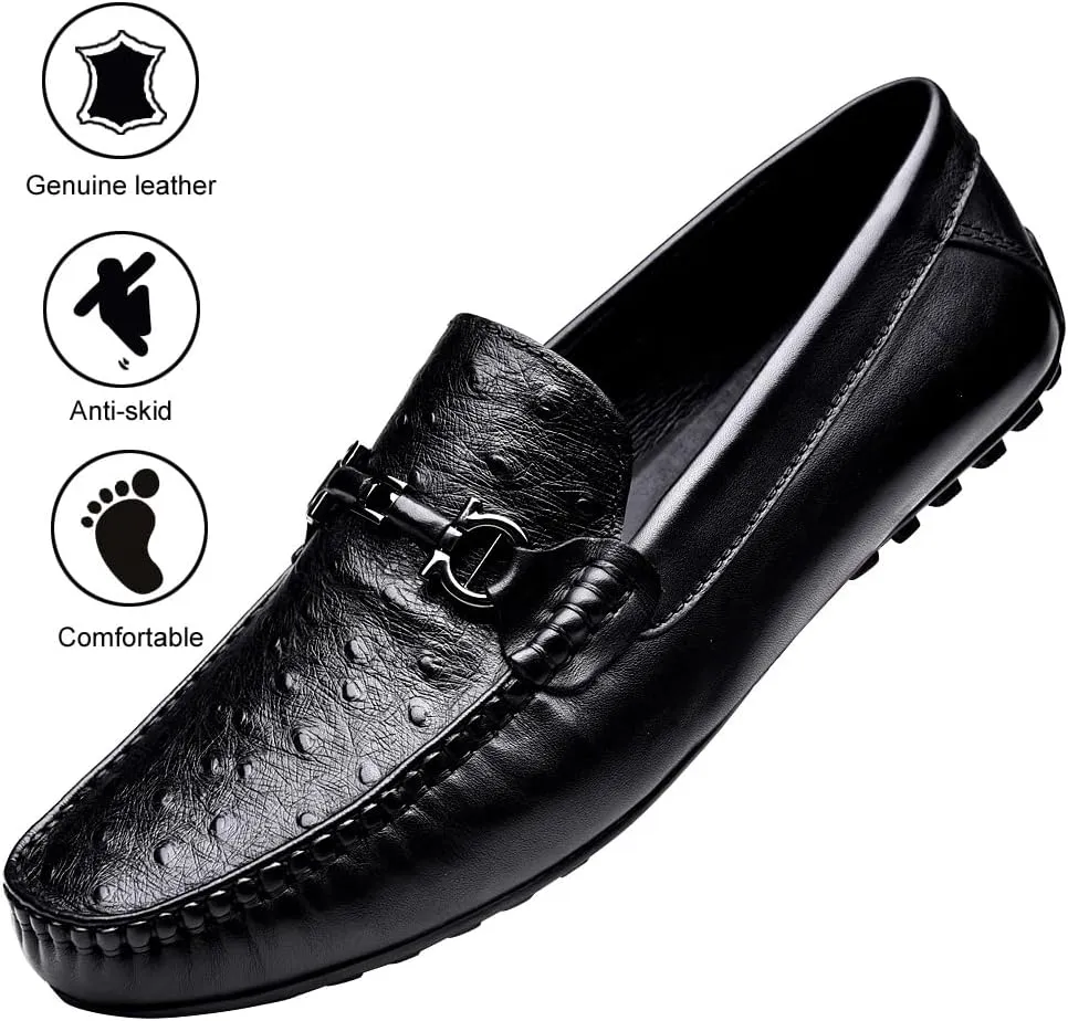 Mens's Loafers Genuine Leather Penny Loafers Slip on Casual Shoes Non Slip Lightweight Office Shoes