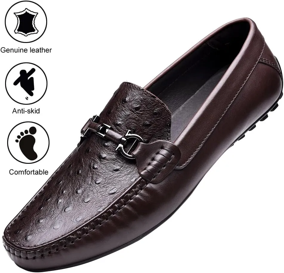 Mens's Loafers Genuine Leather Penny Loafers Slip on Casual Shoes Non Slip Lightweight Office Shoes