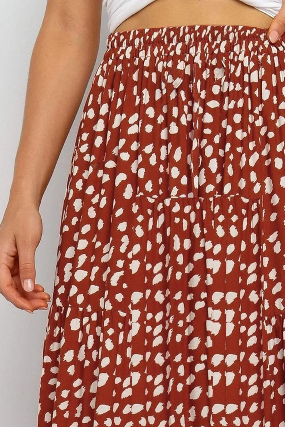 MEROKEETY Women's Boho Leopard Print Skirt Pleated A-Line Swing Midi Skirts