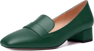 MERRORI Womens Matte Casual Office Slip On Square Toe Chunky Low Heel Loafers Shoes 0.5 Inch