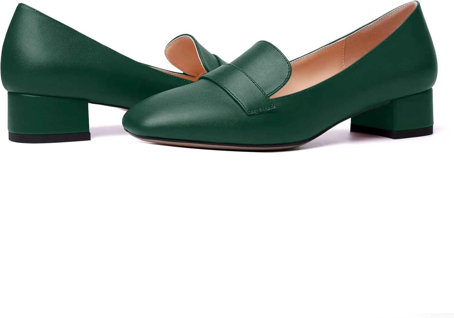 MERRORI Womens Matte Casual Office Slip On Square Toe Chunky Low Heel Loafers Shoes 0.5 Inch