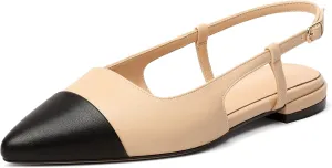 Mettesally Women's Pointed Toe Ballet Flat Shoes Cap Toe Classic Ballet Flats Walking Shoes Casual Formal Slip-On Flat Dress Shoes