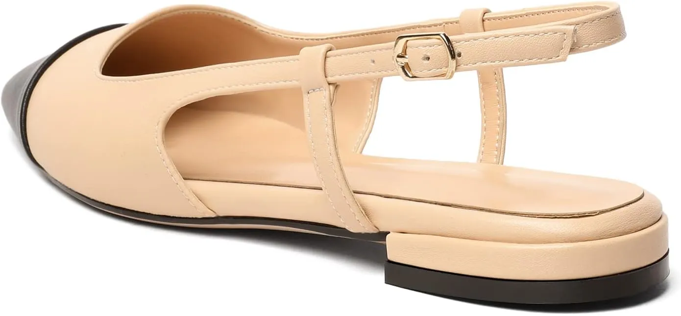 Mettesally Women's Pointed Toe Ballet Flat Shoes Cap Toe Classic Ballet Flats Walking Shoes Casual Formal Slip-On Flat Dress Shoes