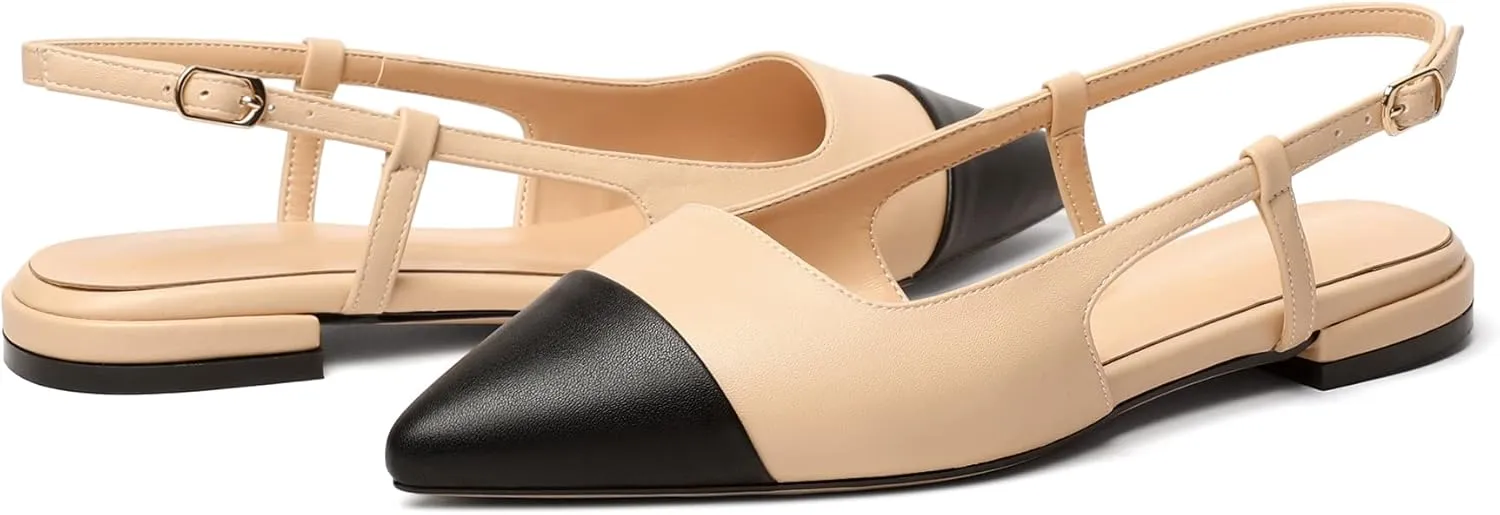 Mettesally Women's Pointed Toe Ballet Flat Shoes Cap Toe Classic Ballet Flats Walking Shoes Casual Formal Slip-On Flat Dress Shoes