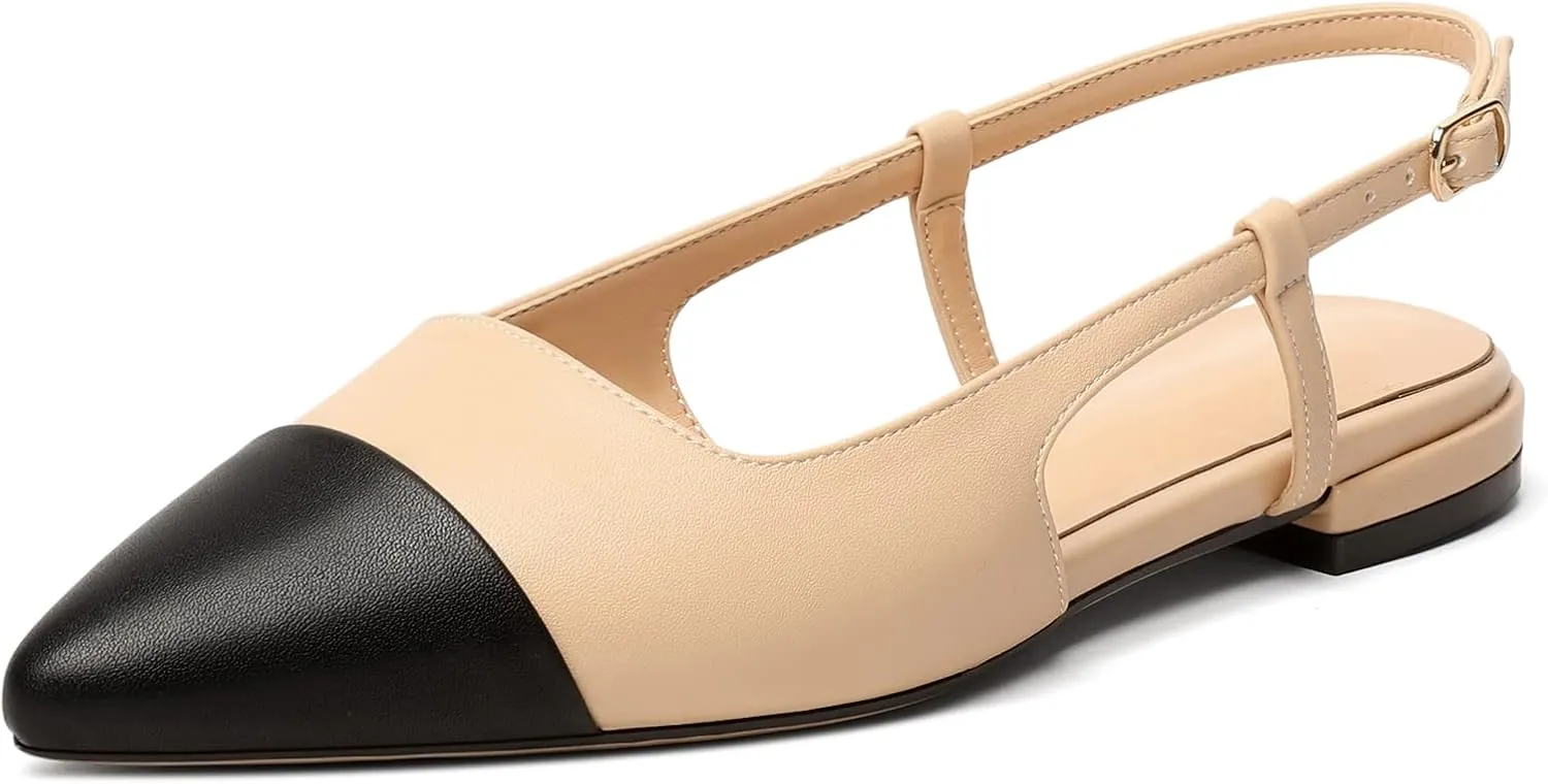 Mettesally Women's Pointed Toe Ballet Flat Shoes Cap Toe Classic Ballet Flats Walking Shoes Casual Formal Slip-On Flat Dress Shoes