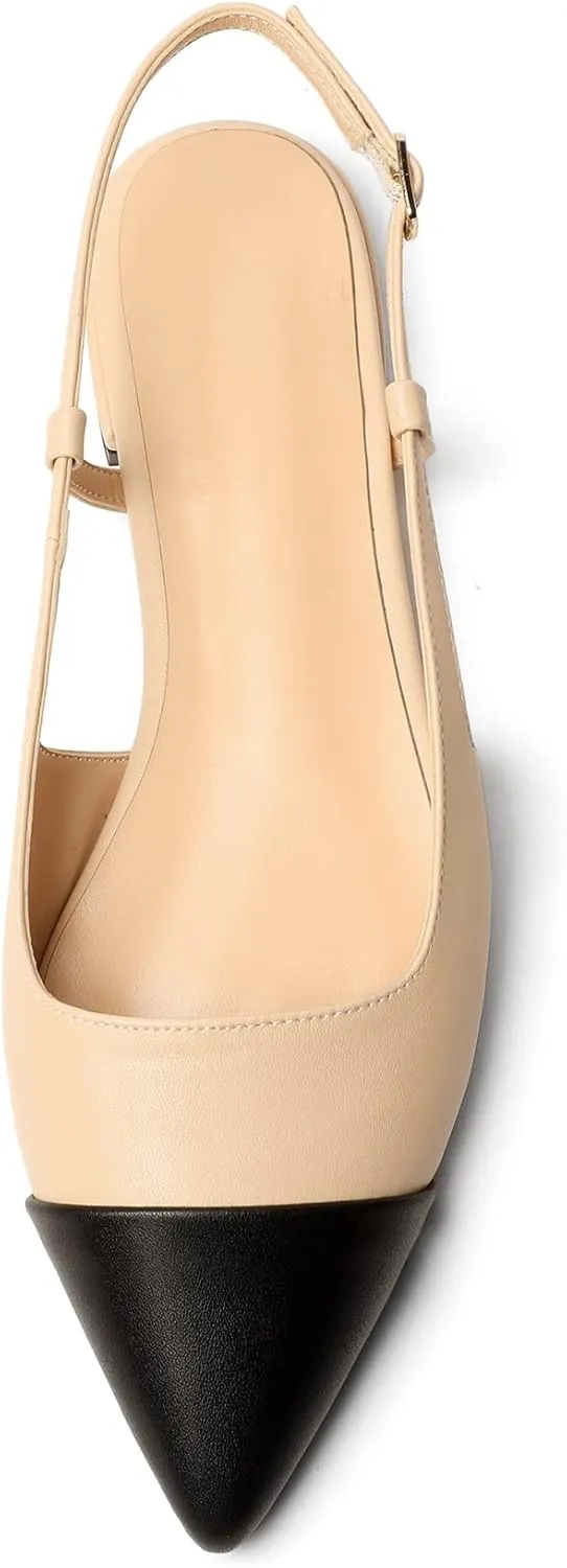 Mettesally Women's Pointed Toe Ballet Flat Shoes Cap Toe Classic Ballet Flats Walking Shoes Casual Formal Slip-On Flat Dress Shoes