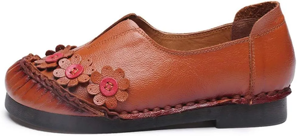 MFairy Women Breathable Oxford Loafer Flats Fashion Slip on Driving Shoes Vintage Flower Shoes