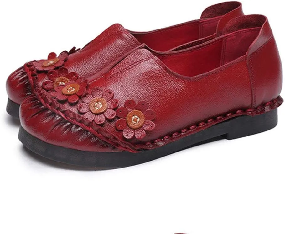 MFairy Women Breathable Oxford Loafer Flats Fashion Slip on Driving Shoes Vintage Flower Shoes