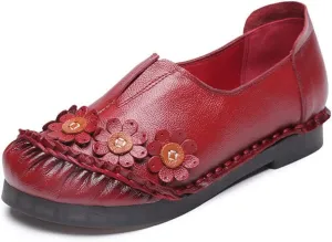 MFairy Women Breathable Oxford Loafer Flats Fashion Slip on Driving Shoes Vintage Flower Shoes