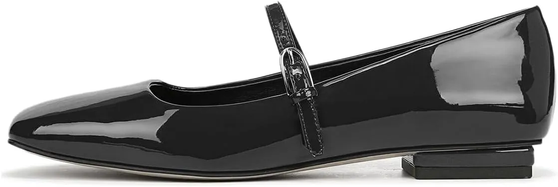 Milooey shoes Women's Closed Square Toe Mary Jane Flats Chunky Low Heels Adjustable Buckled Elegant Prom Party Formal Business Shoe Size 4-16 US