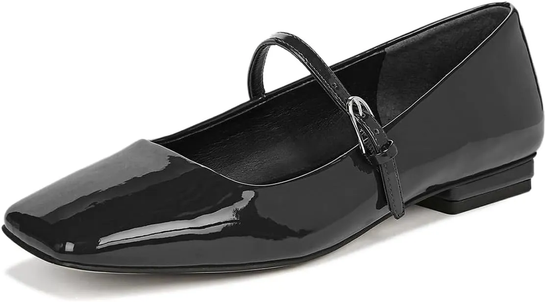 Milooey shoes Women's Closed Square Toe Mary Jane Flats Chunky Low Heels Adjustable Buckled Elegant Prom Party Formal Business Shoe Size 4-16 US