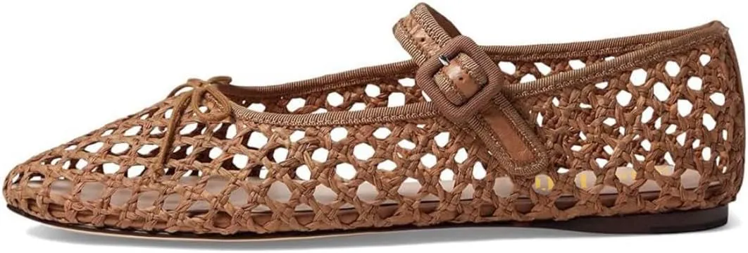 miss left Women Bowknot Ankle Strap Mary Jane Classic Closed Round Toe Ballet Flats Slip On Cozy Casual Dance Shoes Size 4-16 US