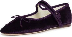 miss left Women Bowknot Ankle Strap Mary Jane Classic Closed Round Toe Ballet Flats Slip On Cozy Casual Dance Shoes Size 4-16 US