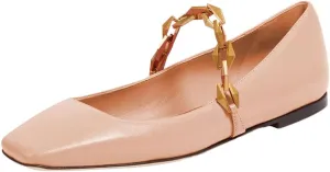 miss left Women Comfy Chain Strap Mary Janes Shoes Slip On Closed Square Toe Ballet Flats for Walking School Dressy Size 4-16 US