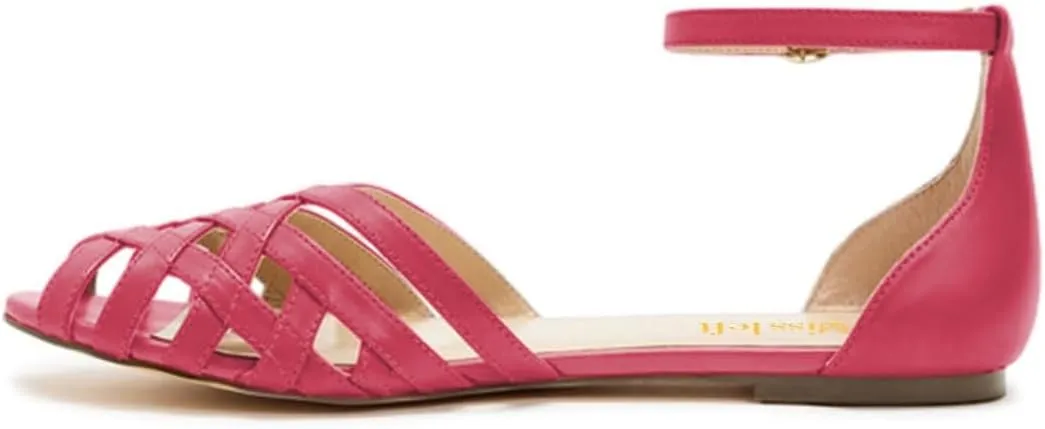 miss left Women Fashion Peep Toe Flat Sandals with Ankle Strap Caged D'Orsay Daily Casual Shopping Shoes Size 4-16 US