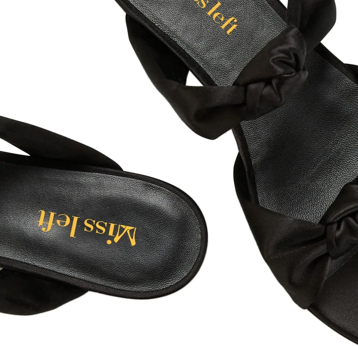miss left Women Trendy Open Round Toe Two Knotted Straps Mules Comfortable Slip on Summer Casual Flat Sandals Size 4-16 US