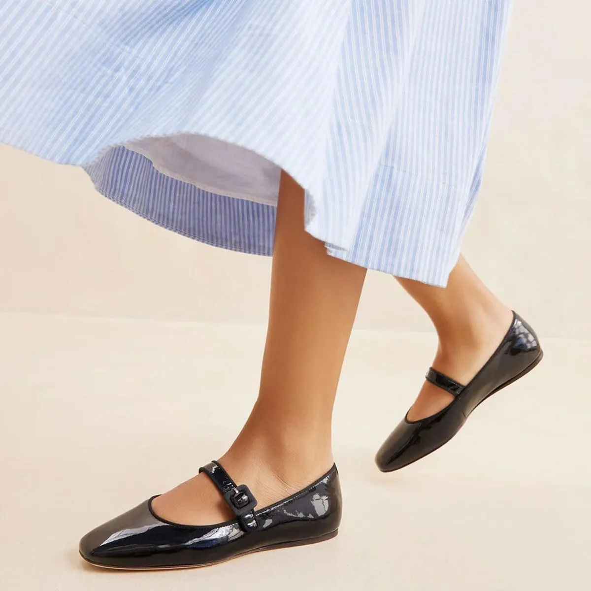 miss left Women's Comfort Buckle Strap Mary Janes Classic Closed Round Toe Ballet Flats Slip On Cozy Casual Dance Shoes Size 4-16 US