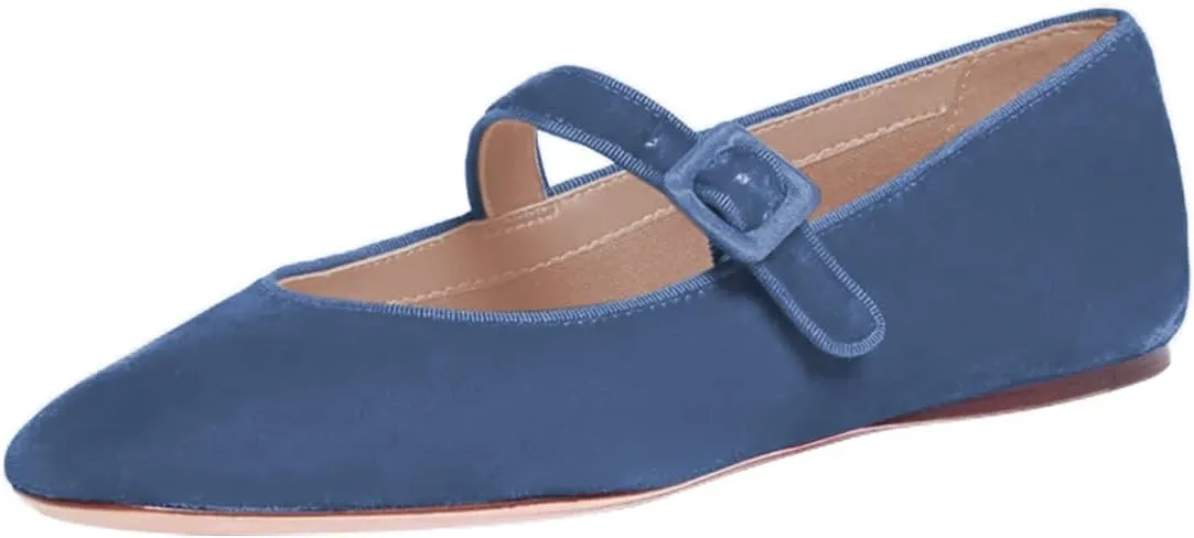 miss left Women's Comfort Buckle Strap Mary Janes Classic Closed Round Toe Ballet Flats Slip On Cozy Casual Dance Shoes Size 4-16 US