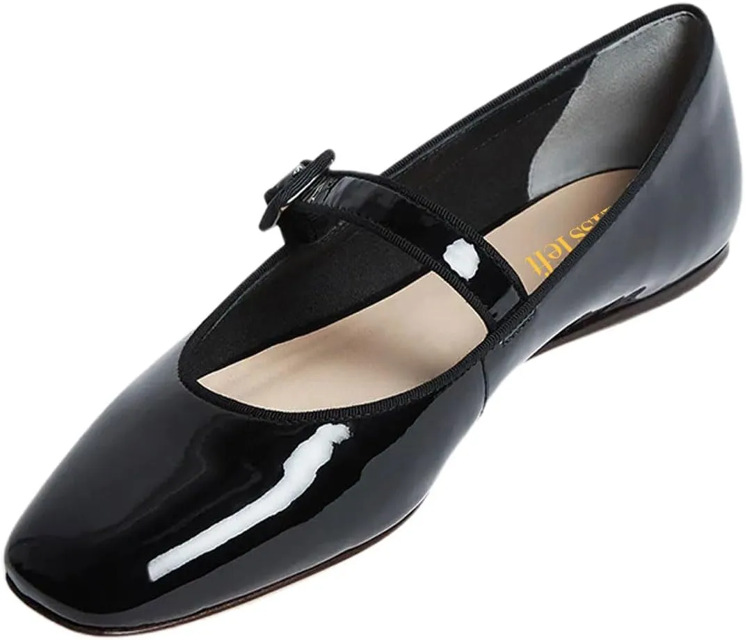 miss left Women's Comfort Buckle Strap Mary Janes Classic Closed Round Toe Ballet Flats Slip On Cozy Casual Dance Shoes Size 4-16 US