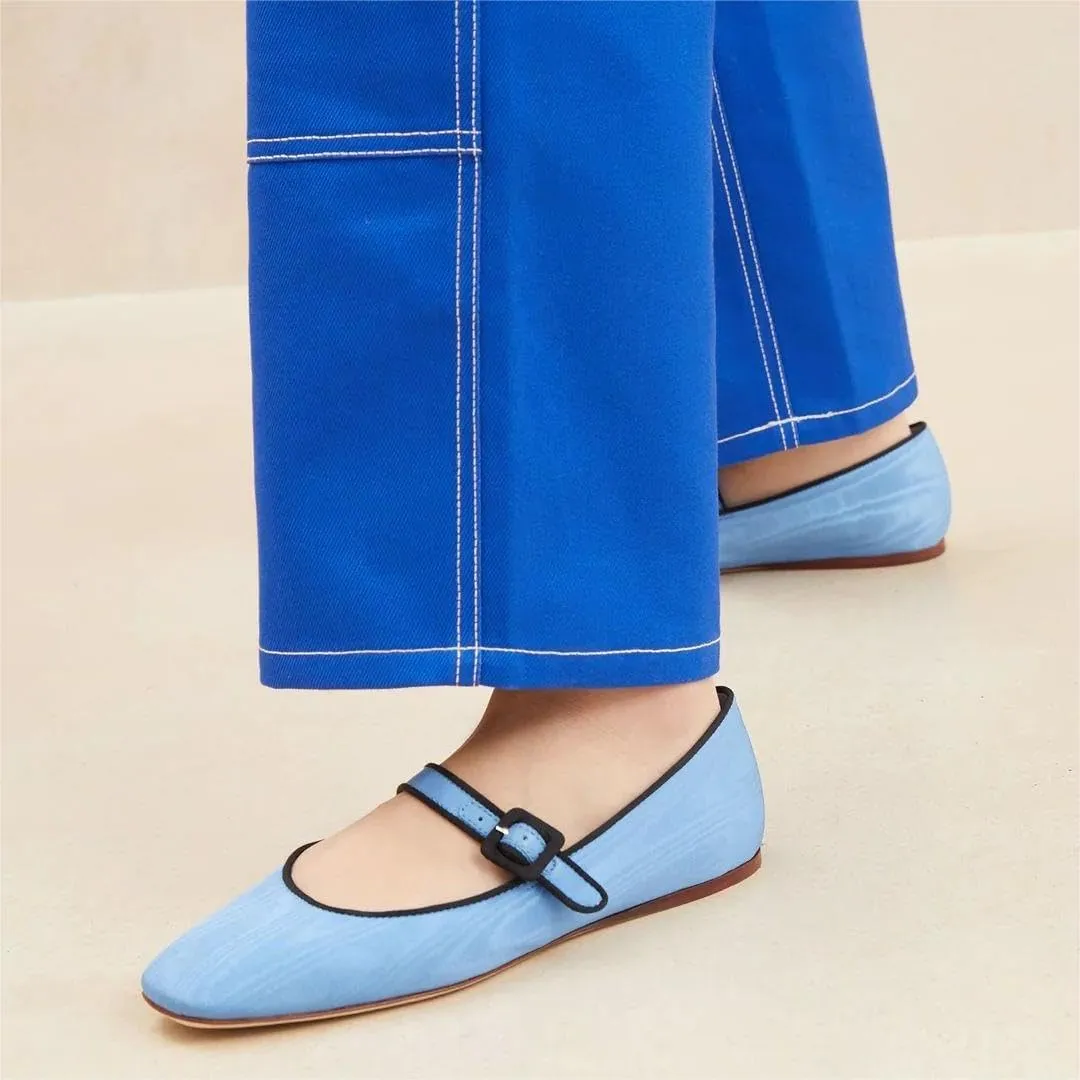 miss left Women's Comfort Buckle Strap Mary Janes Classic Closed Round Toe Ballet Flats Slip On Cozy Casual Dance Shoes Size 4-16 US