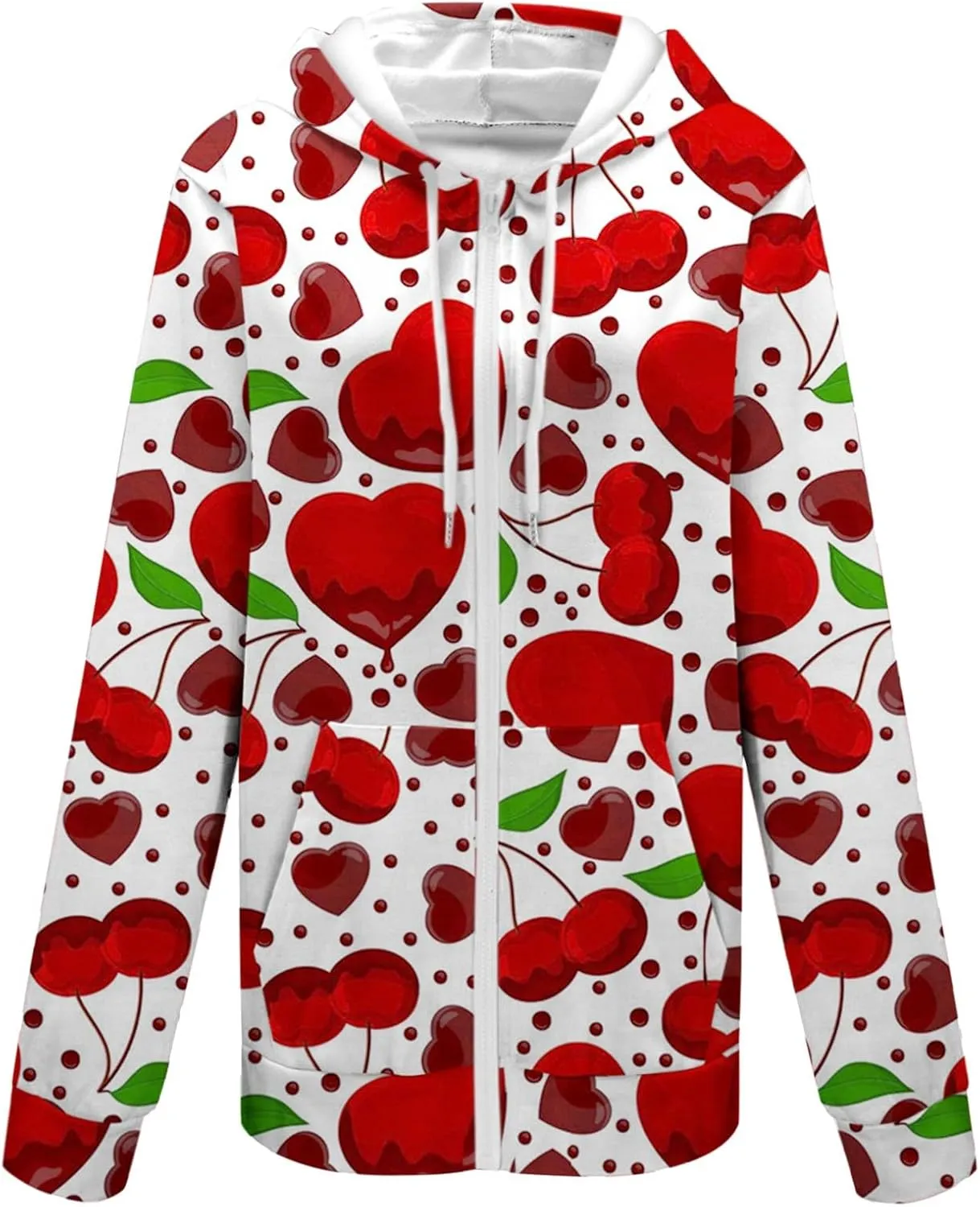 Miyaomn Valentines Day Oversized Hoodies Jacket for Women Cute Love Heart Printed Casual Long Sleeve Full Zip Sweatshirt Tops
