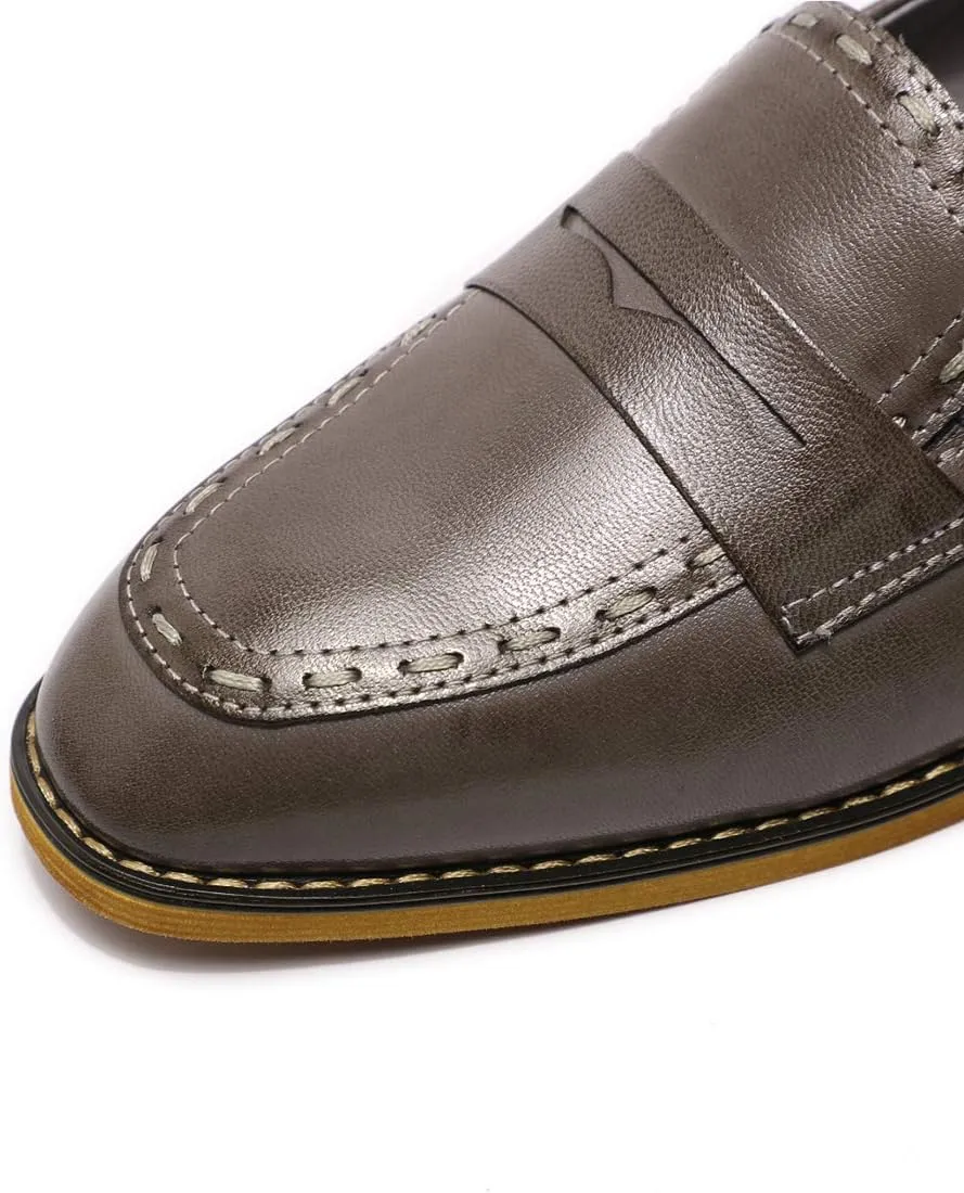Mona flying Women's Leather Penny Loafers Slip On Flats Office Ladies Casual Shoes