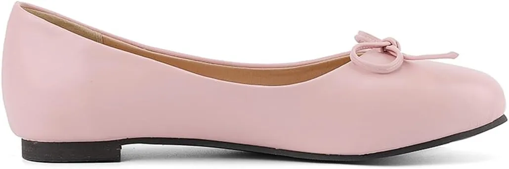 MRKEWUNEY Elegant Bow Ballet Flats for Women Slip On Comfortable Dress Shoes EU32-54