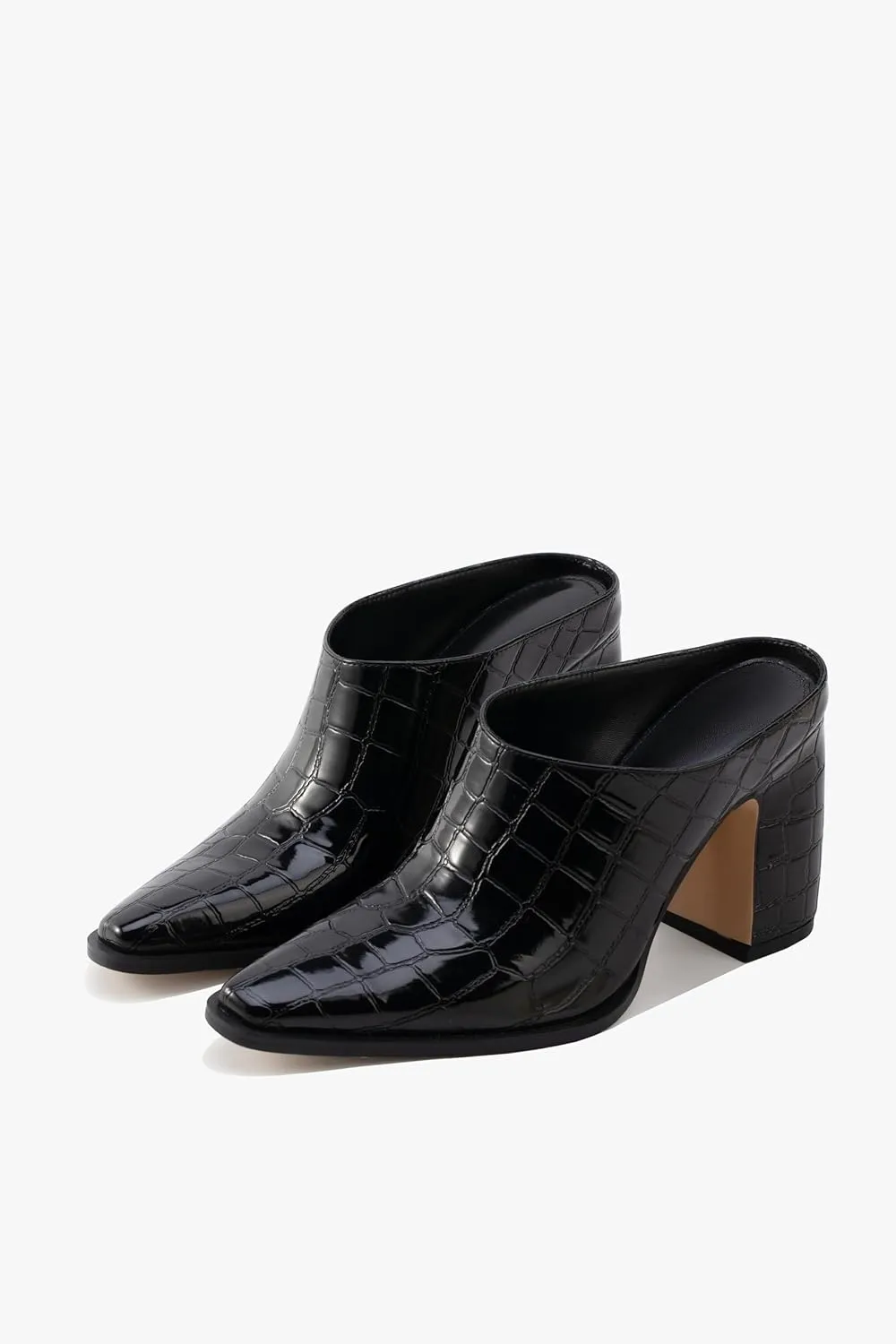 Mules for Women Chunky Heeled Mules Pointed Toe Clogs Slip on Heels Backless Loafers Work Office Casual Shoes