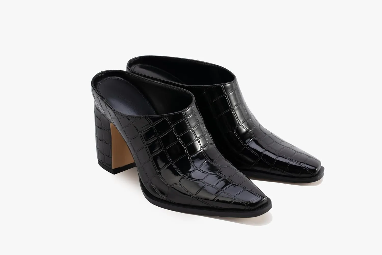 Mules for Women Chunky Heeled Mules Pointed Toe Clogs Slip on Heels Backless Loafers Work Office Casual Shoes