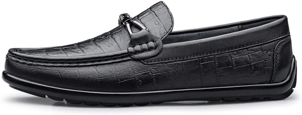 New Mens Loafers Shoe Moccasins Shoes Faux Crocodile Print Leather Slip Resistant Flat Heel Anti-slip Fashion Walking Slip-on