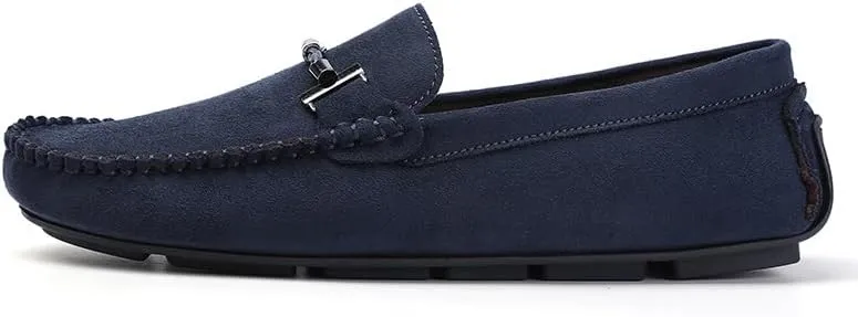 New Mens Loafers Shoe Suede Vamp Round Toe Driving Shoes Lightweight Comfortable Flat Heel Classic Slip-on