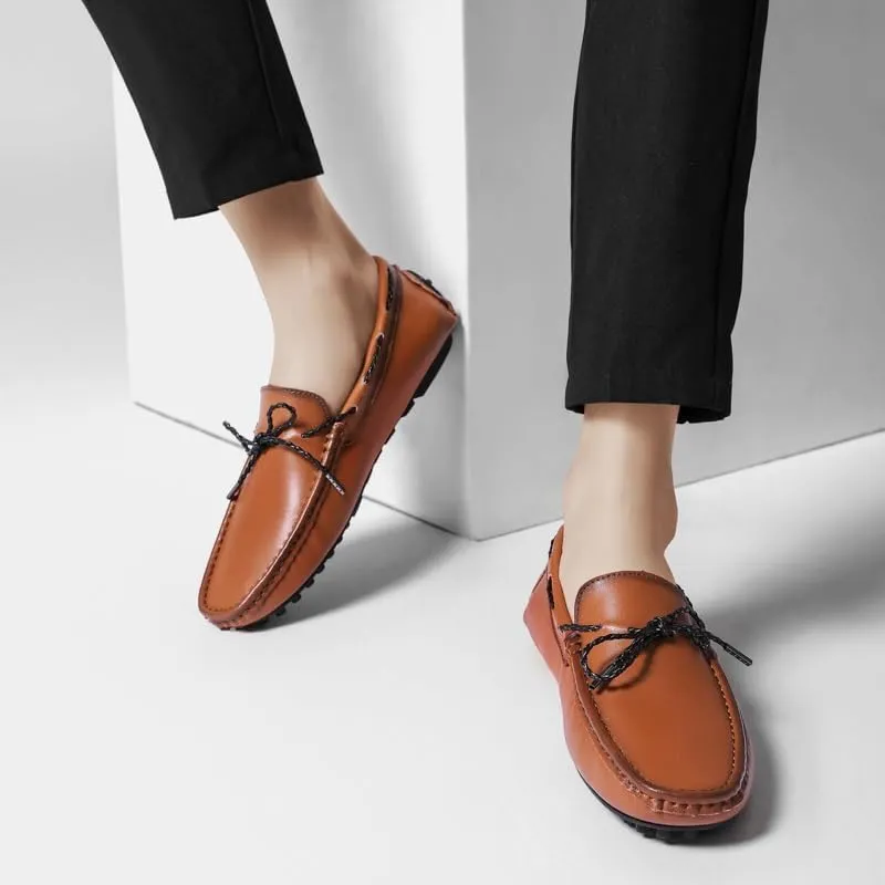 New Men's Loafers Square Toe Vegan Leather Driving Moccasins Boatshoes Flexible Slip Resistant Comfortable Outdoor Slip-ons