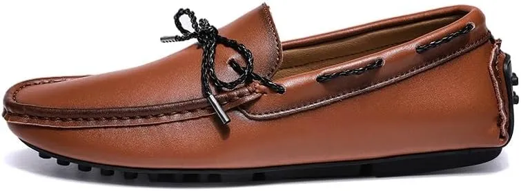 New Men's Loafers Square Toe Vegan Leather Driving Moccasins Boatshoes Flexible Slip Resistant Comfortable Outdoor Slip-ons