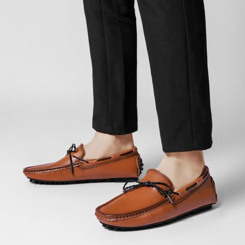 New Men's Loafers Square Toe Vegan Leather Driving Moccasins Boatshoes Flexible Slip Resistant Comfortable Outdoor Slip-ons