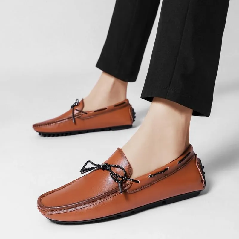 New Men's Loafers Square Toe Vegan Leather Driving Moccasins Boatshoes Flexible Slip Resistant Comfortable Outdoor Slip-ons