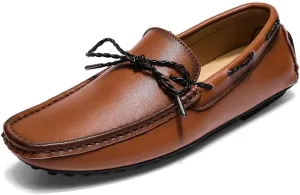 New Men's Loafers Square Toe Vegan Leather Driving Moccasins Boatshoes Flexible Slip Resistant Comfortable Outdoor Slip-ons