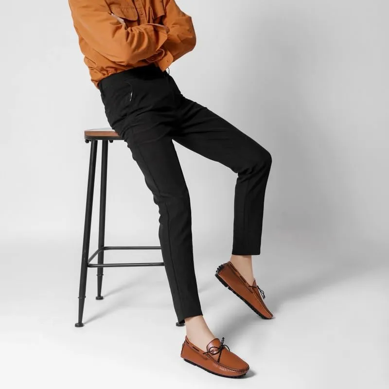 New Men's Loafers Square Toe Vegan Leather Driving Moccasins Boatshoes Flexible Slip Resistant Comfortable Outdoor Slip-ons