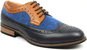 New Men's Wing Tip Brogue Suede Leather Lace Up Modern Dress Shoes Azar