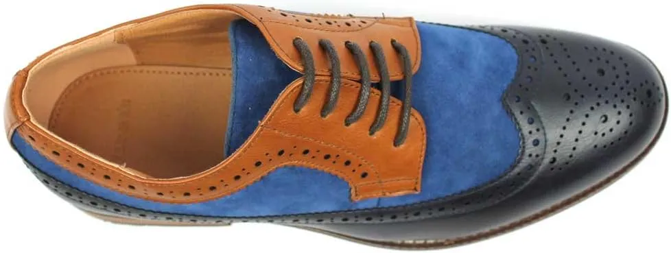 New Men's Wing Tip Brogue Suede Leather Lace Up Modern Dress Shoes Azar