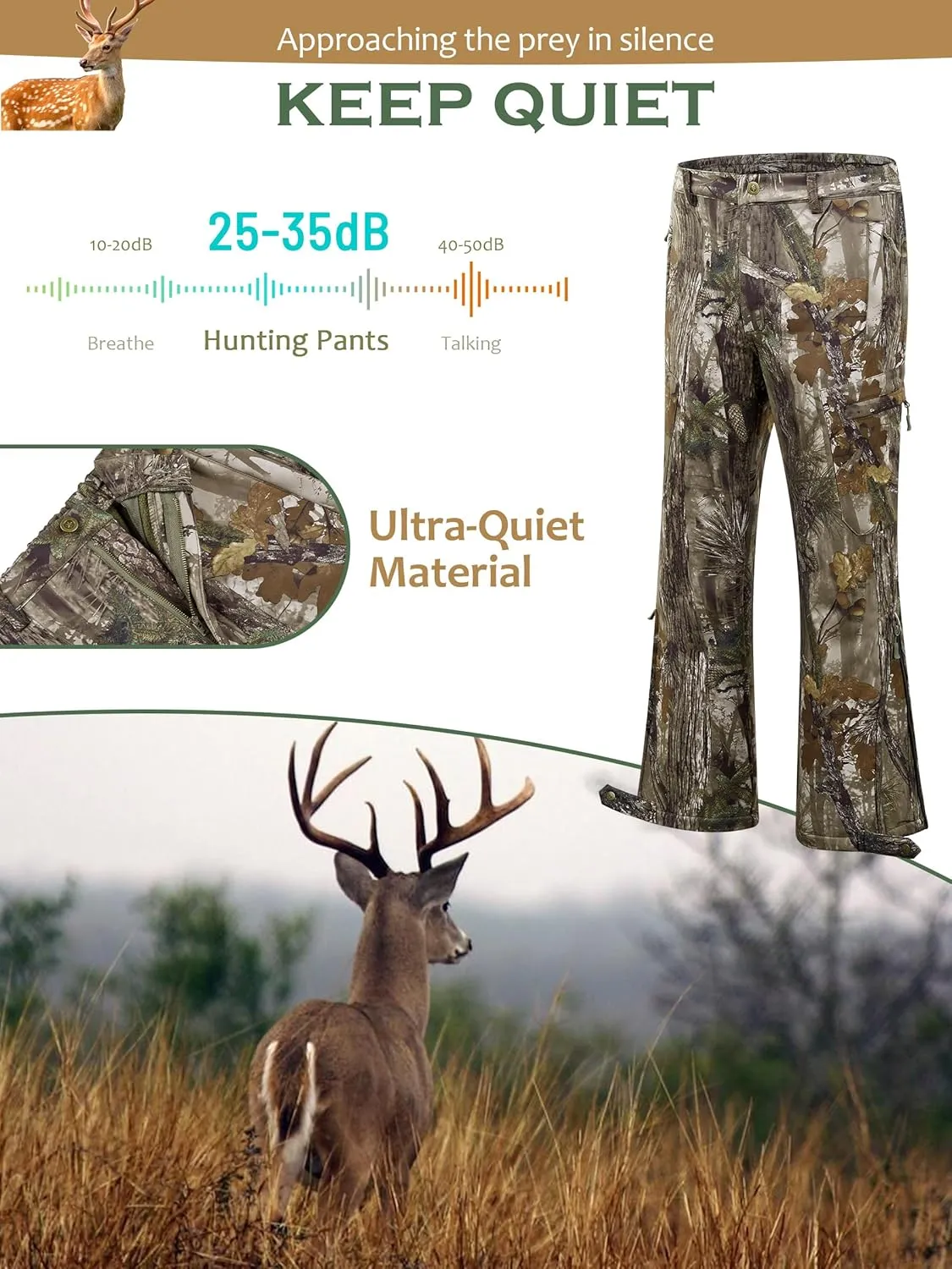 NEW VIEW Camo Hunting Pants for Men, Warm Fleece Lined, Quiet Water-Resistant Winter Clothes for Cold Weather