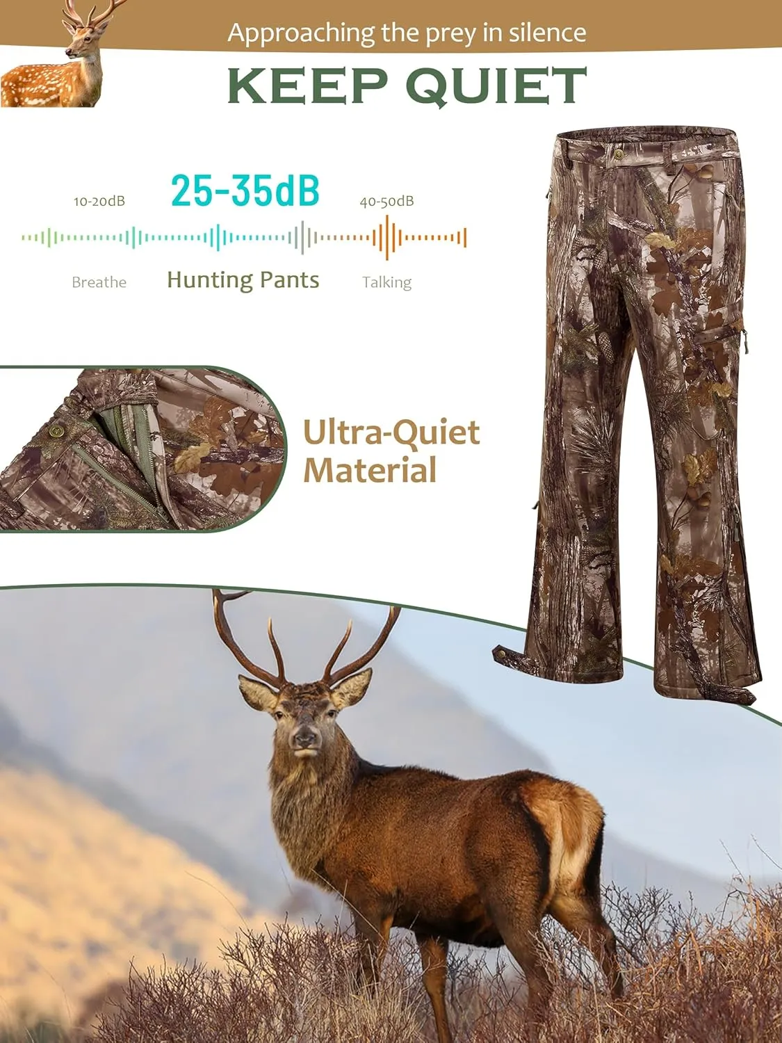 NEW VIEW Camo Hunting Pants for Men, Warm Fleece Lined, Quiet Water-Resistant Winter Clothes for Cold Weather