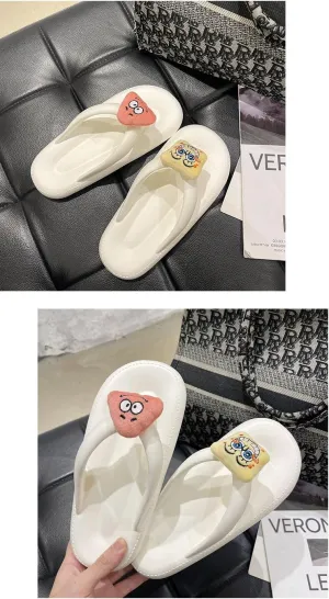 Non-Slip Slippers for Women Men, Cute Cartoon Flip flop Slippers for Indoor Outdoor,Soft Summer Indoor Outdoor Beach Cloudies Sandals