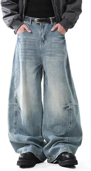 Nutriangee Men's Baggy Wide Leg Barrel Jeans Loose Fit Trendy Cutlass Streetwear Y2k Hip Hop Denim Pants