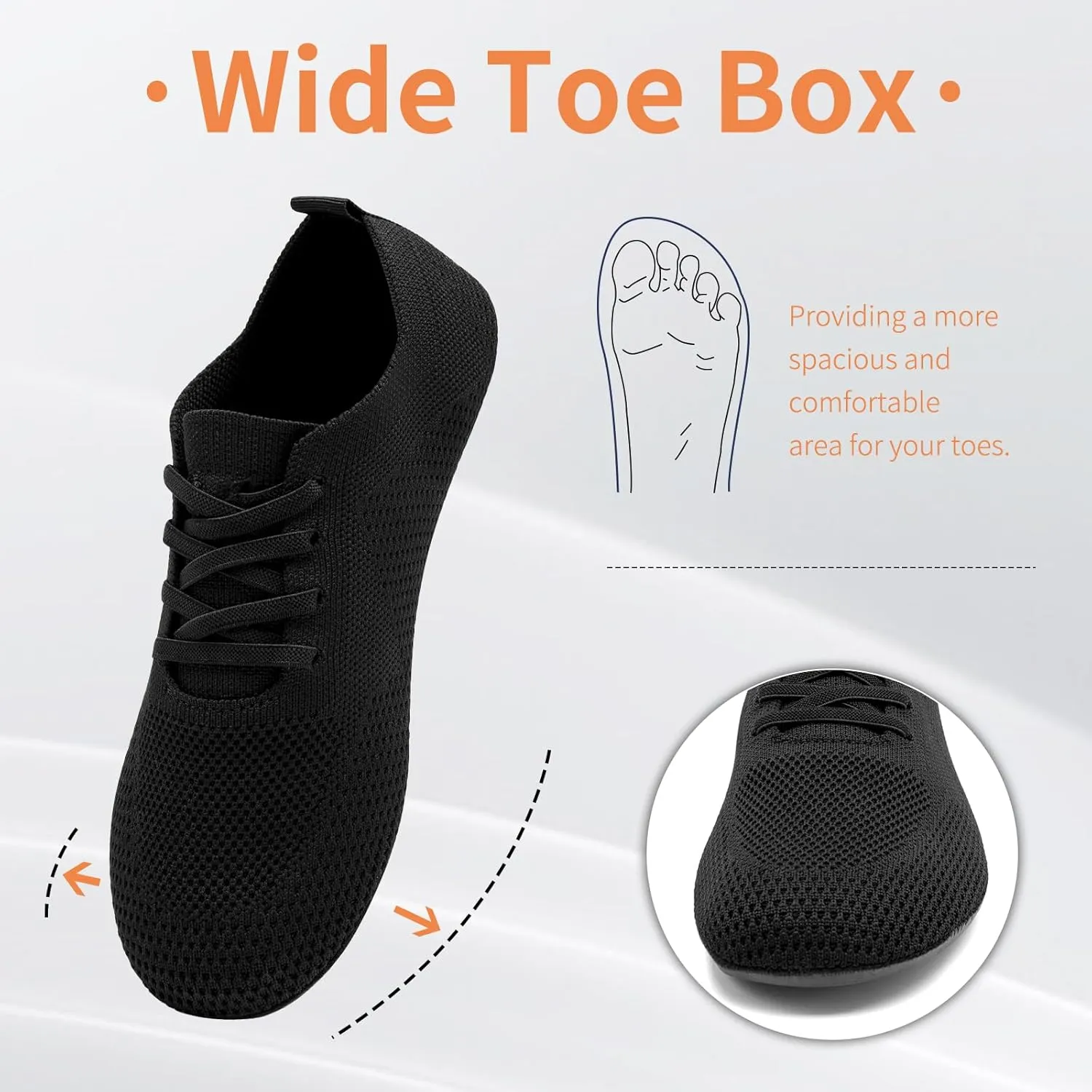 Oltyutc Women's Wide Minimalist Barefoot Shoes Zero Drop Tennis Running Shoes Slip On Walking Sneakers Gym Workout Trail Trainers