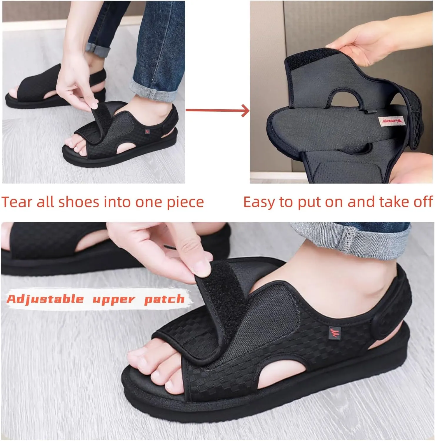 Open Toe Diabetic Sandals for Men and Women,Widened Feet Arthritis Shoes,Edema Shoes,Adjustable Straps,Suitable for People with Diabetes and Swollen Feet