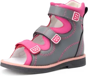 Orthopedic Sandals for Kids with Arch and Ankle Support,Candy Series Girls Leather Corrective Shoes