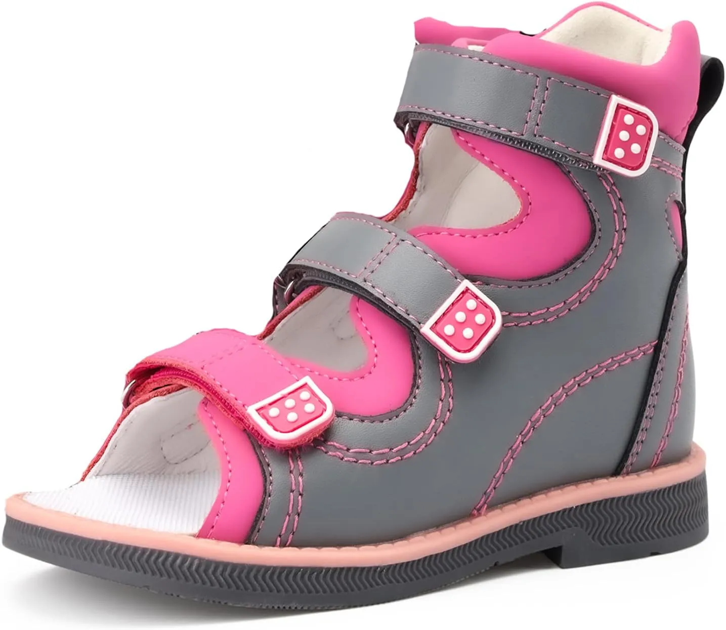 Orthopedic Sandals for Kids with Arch and Ankle Support,Candy Series Girls Leather Corrective Shoes