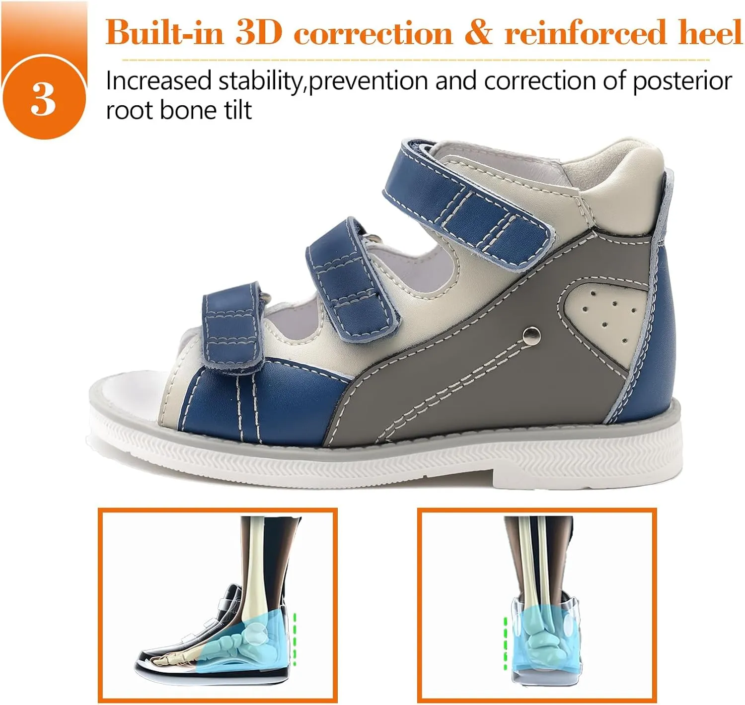 Orthopedic Sandals for Toddler with Arch Support, Kids Low Back Shoes