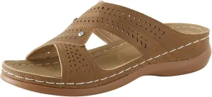 Orthopedic Sandals for Women 2025 Casual Vintage Flats Embroidered Casual Vintage Summer Slippers Hollow Outdoor Round Toe Shoes Fashion Flat Sandal Floral Cute
