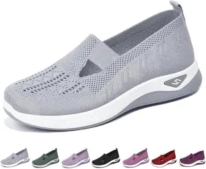 Orthopedic Shoes, Women's Comfortable Breathable Knitted Sneakers, Woven Cut-Out Orthopedic Soft Arch Support Walking Shoes